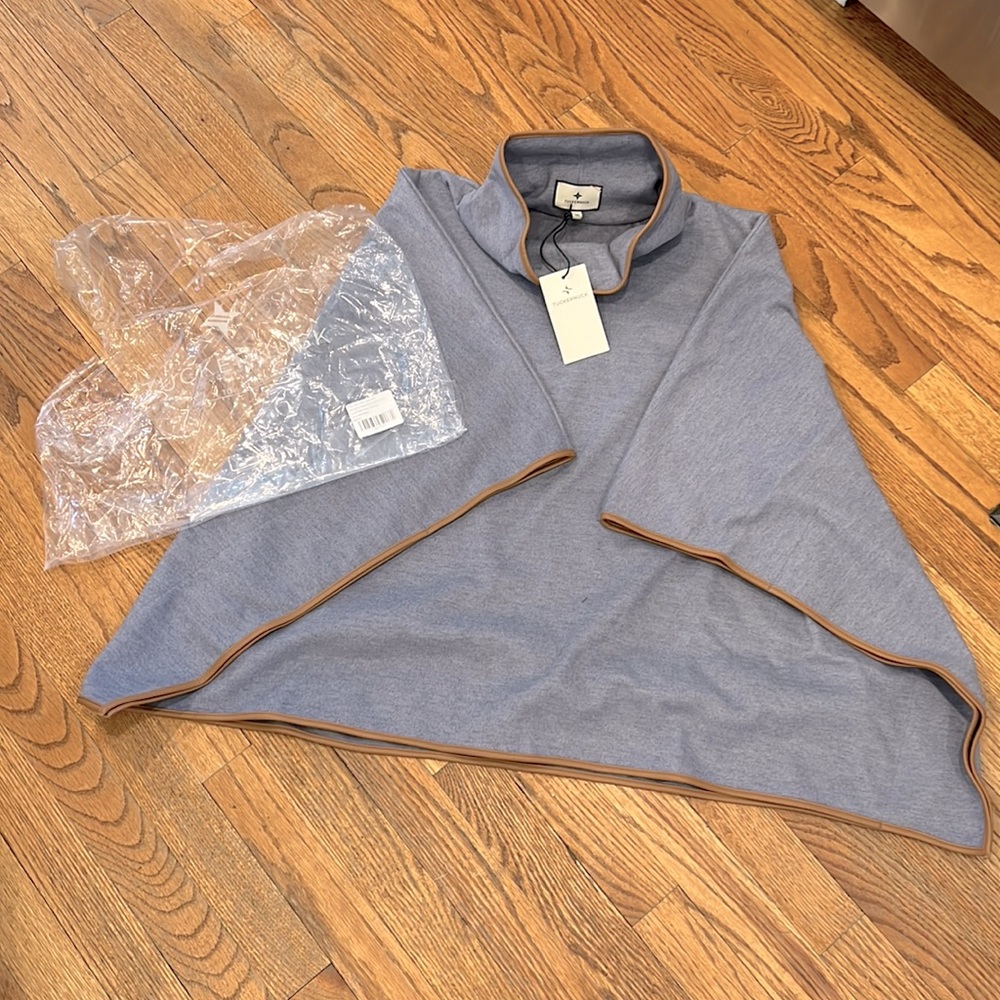 **New w/tags!** Tuckernuck Slate Blue Leather Trim Poncho